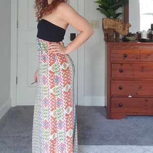 ROXY Strapless Tribal Maxi Dress